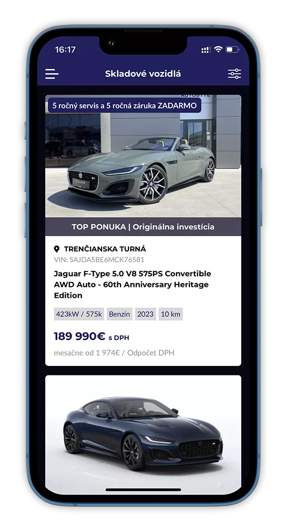 Mobile app "Autoštýl" - Authorized Vehicle Sales and Service
